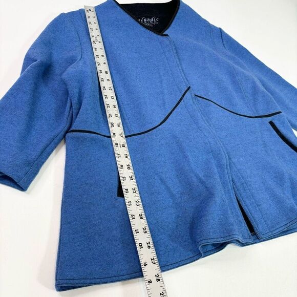 Icelandic Design Jacket Womens XL Blue Black Trim Wool Snap Closure Blazer - Picture 4 of 10